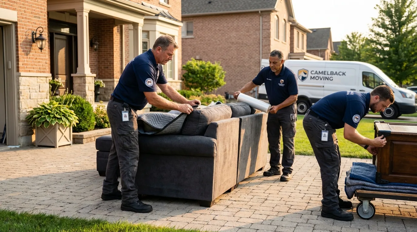 Large estate moving crew wrapping furniture in Parsons, KS